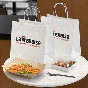 Sacs en papier kraft biodégradables écologiques pour emballages de plats à emporter, vente en gros, logo personnalisé - Product Image 6
