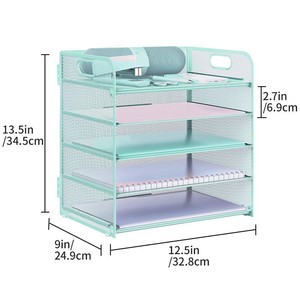 Organisateur de lettres en métal avec 5 plateaux et poignée, <span class=keywords><strong>trieur</strong></span> de <span class=keywords><strong>papier</strong></span> noir pour le bureau, la maison ou l'école - Product Image 6