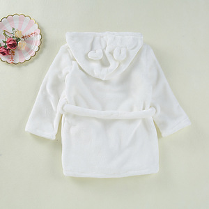 Unisex Newborn Flannel Fleece <strong>Bathrobe</strong> 280 GSM Dressing Gown with Woven Bath Rope for Home Use Child's Bathroom Accessory - Product Image 6