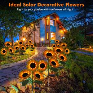 Luces LED Solares con Forma de Girasol, IP65 Impermeables, PVC, Luz Blanca Cálida, Batería Incluida, Pequeñas Luces de Jardín para Exteriores - Product Image 5