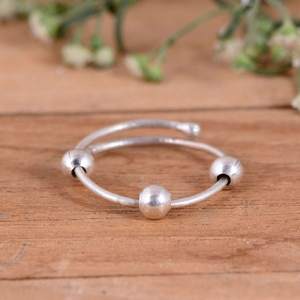 <b>Anxiety</b> Relief Silver 925 Sterling Silver <b>Fidget</b> Worry <b>Ring</b> <b>for</b> Women Adjustable Spinner Luxury Wedding Beads - Product Image 5