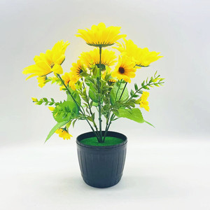 Planta Artificial de Girasol Qi Xing en Maceta de 27 cm, Flor de Seda para Decoración de Interiores, Maceta Verde - Product Image 3