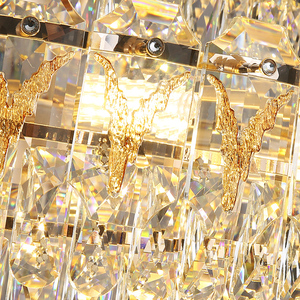 Postmoderne Luxus-Innenausstattung Wohnzimmer Dekoration hohe Decke K9 Kristall Kronleuchter LED-Treppe Gold Kristall lange Beleuchtung - Product Image 6