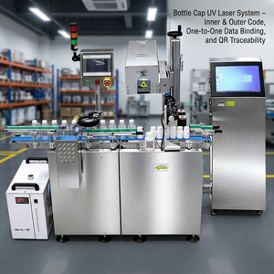 Machine de marquage laser UV sur convoyeur pour bouteilles en plastique, codes QR/identifiants de produits/étiquettes numériques, collecte de données, liaison connectable - Product Image 2