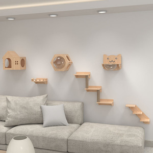 Bán Buôn Sang Trọng Gỗ Gỗ Sang Trọng Mèo Cây Nhà Đồ Nội Thất Tự Nhiên Làm Cho Treo Tường Mèo Cây & Scratcher - Product Image 5