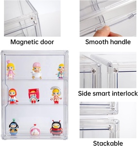 Boîte de rangement transparente à 3 niveaux avec porte magnétique, vitrine anti-poussière pour objets de collection et figurines d'<span class=keywords><strong>action</strong></span> - Product Image 4