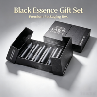 Boîte cadeau rigide de luxe noire écologique en carton pour échantillons de parfum, flacons de parfum de voyage et exposition