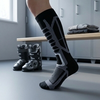 Chaussettes de ski unisexes mi-hautes à compression, mélange de laine, soutien gradué, tricotées, pour sports d'hiver