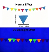 Guirlande triangulaire néon arc-en-ciel, bannière en feutre qui brille sous lumière UV pour décoration murale de fête lumineuse
