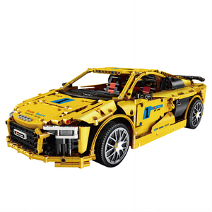 Moule roi 13127 1896 pièces voiture <span class=keywords><strong>série</strong></span> statique jaune R8 sport voiture bloc de construction modèle technique éducatif jouet Festival cadeau - Product Image 1