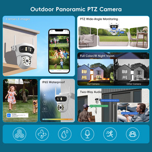 מצלמת WiFi חיצונית משולשת עדשות עם זיהוי אנושי, סיבוב 360 מעלות, סולארית וראיית לילה - Product Image 2