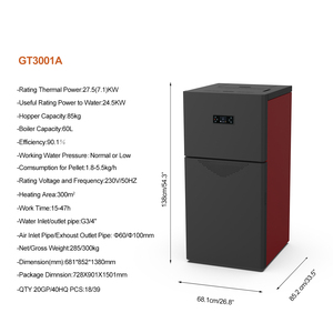 Poêle à granulés <span class=keywords><strong>hydro</strong></span>électrique ZLGT3001A 27,5 kW, écologique, en acier noir, pour garage / sous-sol - Product Image 5