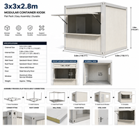 Kiosque modulaire en conteneur 3x3x2,8m, préfabriqué, portable, écologique, léger, design moderne, montage facile, pour bureau ou bâtiment
