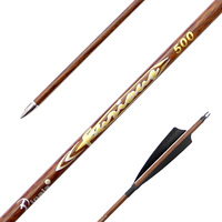 Flèches ID6.2mm Gold Label en carbone grain de bois 400 500 600 avec plumes naturelles pour le tir à l'arc et la chasse