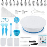 66-teiliges Tortendekorations-Set mit Tortenplatte, Spritzbeuteln und Tüllen, Edelstahl-Muffinförmchen, DIY-Backwerkzeuge
