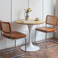 Table à manger ronde Tulip, plateau en MDF, base en alliage d'acier, table basse moderne, salon, petit appartement, bureau, style nordique, 4 places