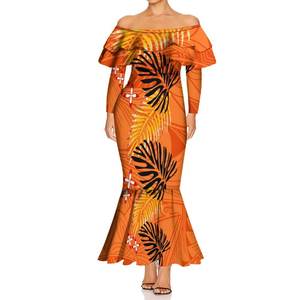 فستان حورية البحر مزدوج مخصص جديد طباعة هاواي تصميم فستان طويل قبالة الكتف فستان طويل الأكمام سيدة ذيل السمكة - Product Image 3