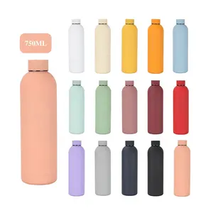 Rubber Paint Small Mouth Matte Color Double Wall Vacuum Flask Stainless Steel Water Bottle With Customized Logo