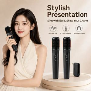 <span class=keywords><strong>Microphone</strong></span> sans fil à condensateur portable deux-en-un à bande U, à directivité omnidirectionnelle pour le chant en direct et le streaming - Product Image 2