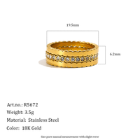 Bague géométrique en acier inoxydable plaqué or 18 carats avec pierre en zircon, 3 pièces/ensemble pour femmes, étanche