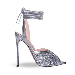 Chaussures de créateur 2026 <span class=keywords><strong>LUDOVICA</strong></span> GLITTER ROSE GOLD à bout pointu, à lacets, talon de 12 cm, sandales pour femmes pour dîner et soirée - Product Image 3