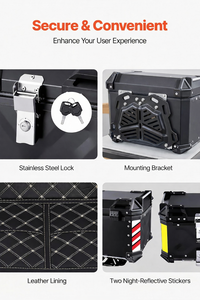 Premium 28L 36L 45L 55L 65L 80L 100L in alluminio scatola di coda per moto impermeabile antifurto <span class=keywords><strong>baule</strong></span> in <span class=keywords><strong>metallo</strong></span> per turismo - Product Image 4