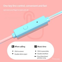 U24 Macaron Earphone olahraga berkabel, headphone dalam telinga Stereo mikrofon 3.5mm untuk earbud musik untuk ponsel Laptop komputer