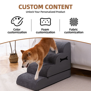 Benutzer definierte umwelt freundliche Luxus-Hunde treppe Memory Foam mit wasserdichter abnehmbarer Abdeckung Reise freundliches Haustier zubehör - Product Image 6