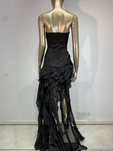<span class=keywords><strong>Robe</strong></span> de soirée <span class=keywords><strong>bustier</strong></span> de luxe sans bretelles avec garniture en strass, volants asymétriques, traîne en mousseline, coupe moulante, <span class=keywords><strong>longue</strong></span>, pour bal de promo et soirée de gala - Product Image 4