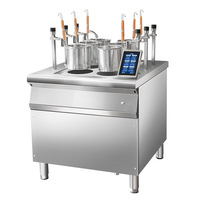 Machine à cuire les nouilles automatique à six yeux en acier inoxydable SEMIKON, machine à cuire les nouilles intelligente à levage automatique, cuisinière commerciale entièrement automatique, cuisinière épicée chaude