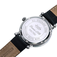 Fabricant OEM Montres pour hommes avec bracelet en cuir noir Mouvement automatique Verre saphir Acier inoxydable Phase de lune transparente