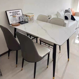 Tavolo da Pranzo Moderno Semplice di Lusso Leggero con Piano in Roccia, Tavolo Rettangolare per Soggiorno di Piccole Dimensioni, Mobili per Sala da Pranzo Domestica - Product Image 5