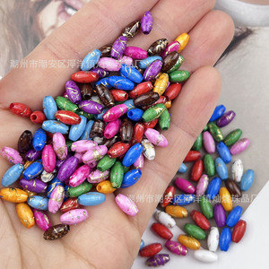 Colorful Brushed Gold Thread Acrylic <b>Beads</b> 6mm Oval Straight Hole For Dreadlock <b>Braiding</b> Beading Supplies - Product Image 2