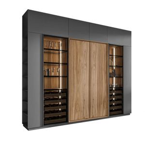 Armario de Madera de Teca Sólida Moderno OPPEIN, Armario al por Mayor, Diseño de Armario con Tocador Integrado para Dormitorio - Product Image 5