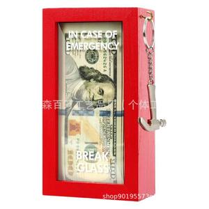 Emergency <b>Box</b> Wooden <b>Red</b> 15x10x1.5cm Break Glass Prank Gag <b>Gift</b> Christmas - Product Image 1
