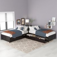 Kainice Cadre de lit moderne en bois blanc Rangement de luxe en bois pour le salon Derniers modèles de lit d'angle Lit gigogne en mélamine Lits jumeaux
