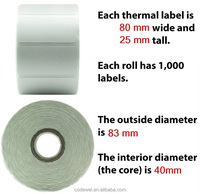 Étiquettes adhésives personnalisées 80*25, papier adhésif mat blanc, étiquettes thermiques pour expédition en rouleau