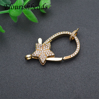 Collier fermoir en perles de luxe, plaqué or, grande taille, en Zircon, Micro pavé, étoile, fermoir à homard