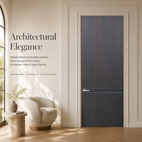 Porte intérieure en bois foncé OEM ODM pour hôtel, appartement, villa, couleur et taille personnalisées, serrure magnétique silencieuse, acoustique