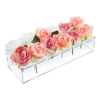 Vases longs en acrylique transparents minimalistes pour mariage, vases en acrylique rectangulaires en forme de trompette pour centre de table