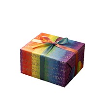 Papier d'emballage d'anniversaire coloré arc-en-ciel, grand format, en rouleau, avec revêtement aluminisé haut de gamme, pour cadeaux transfrontaliers