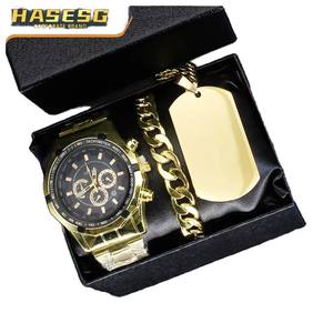 3pcs a <strong>Set</strong> Fashion Eagle Necklace Quartz <strong>Watch</strong> Bracelet Jewelry Classic <strong>Geneva</strong> Waterproof <strong>Watches</strong> <strong>Set</strong> for Men With Gift Box - Product Image 3