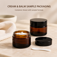 Pot cosmétique en verre ambré de 5g, 10g, 20g, 30g, 50g avec couvercle à vis noir pour crème, baume, échantillons de soins de la peau