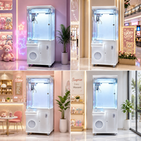 Machine de jeu d'arcade commerciale à grue à griffes, à monnayeur, 1 joueur, en verre trempé, avec LED bleues, pour attrape-peluches, thème animalerie