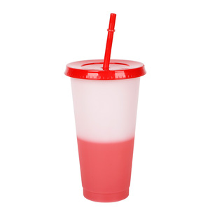 Vaso Mágico de Plástico de Colores sin BPA Personalizado de 16 y 24 Oz que Cambia de Color con Agua Fría Reutilizable con Tapa y Pajita para Café - Product Image 3