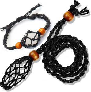 Tùy chỉnh rỗng đá chủ Vòng cổ lồng handmade macrame hoán đổi cho nhau nguyên thạch anh mặt dây chuyền Pouch Net dây chuyền - Product Image 2