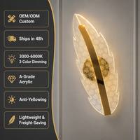 Applique murale LED en acrylique en forme de plume, style nordique de luxe, tendance 2026, pour la décoration d'hôtels et de chambres