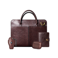 Tas komputer Laptop bisnis tas kantor kulit PU Logo kustom