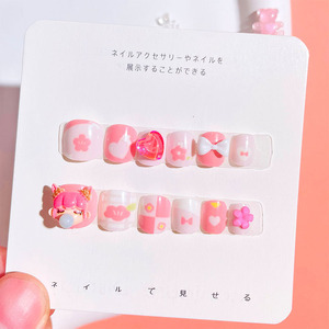 Newby haute qualité Nail Art 12 pièces/boîte mignon dessin animé enfants acrylique presse <span class=keywords><strong>sur</strong></span> <span class=keywords><strong>les</strong></span> <span class=keywords><strong>ongles</strong></span> en gros prêt à 5D porter des <span class=keywords><strong>ongles</strong></span> - Product Image 2