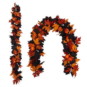 Guirlande artificielle FUYI en érable avec feuilles de citrouille, 1,8 m de long, pour décoration d'Halloween, intérieur/extérieur, fête d'automne - Product Image 5